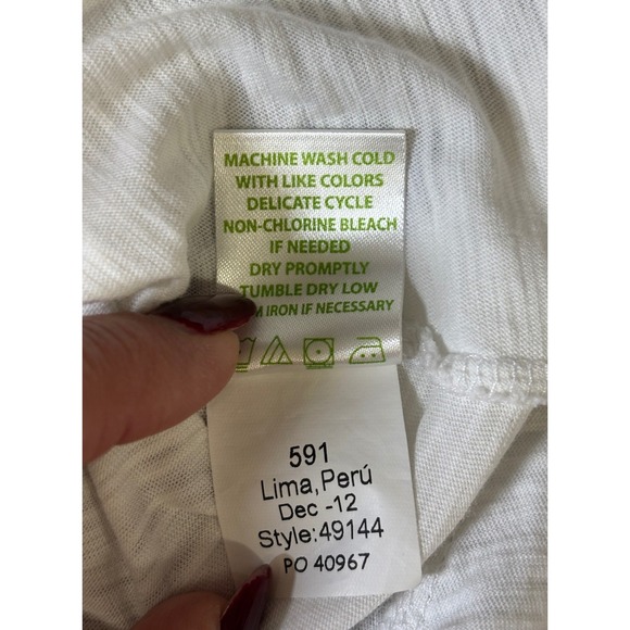 Lilly Pulitzer T Shirt Womens M White Pima Cotton Ruffle Hem V Neck Casual - Picture 11 of 12